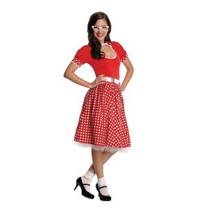 Secret Wishes 50s Nerd Girl, Red/White L